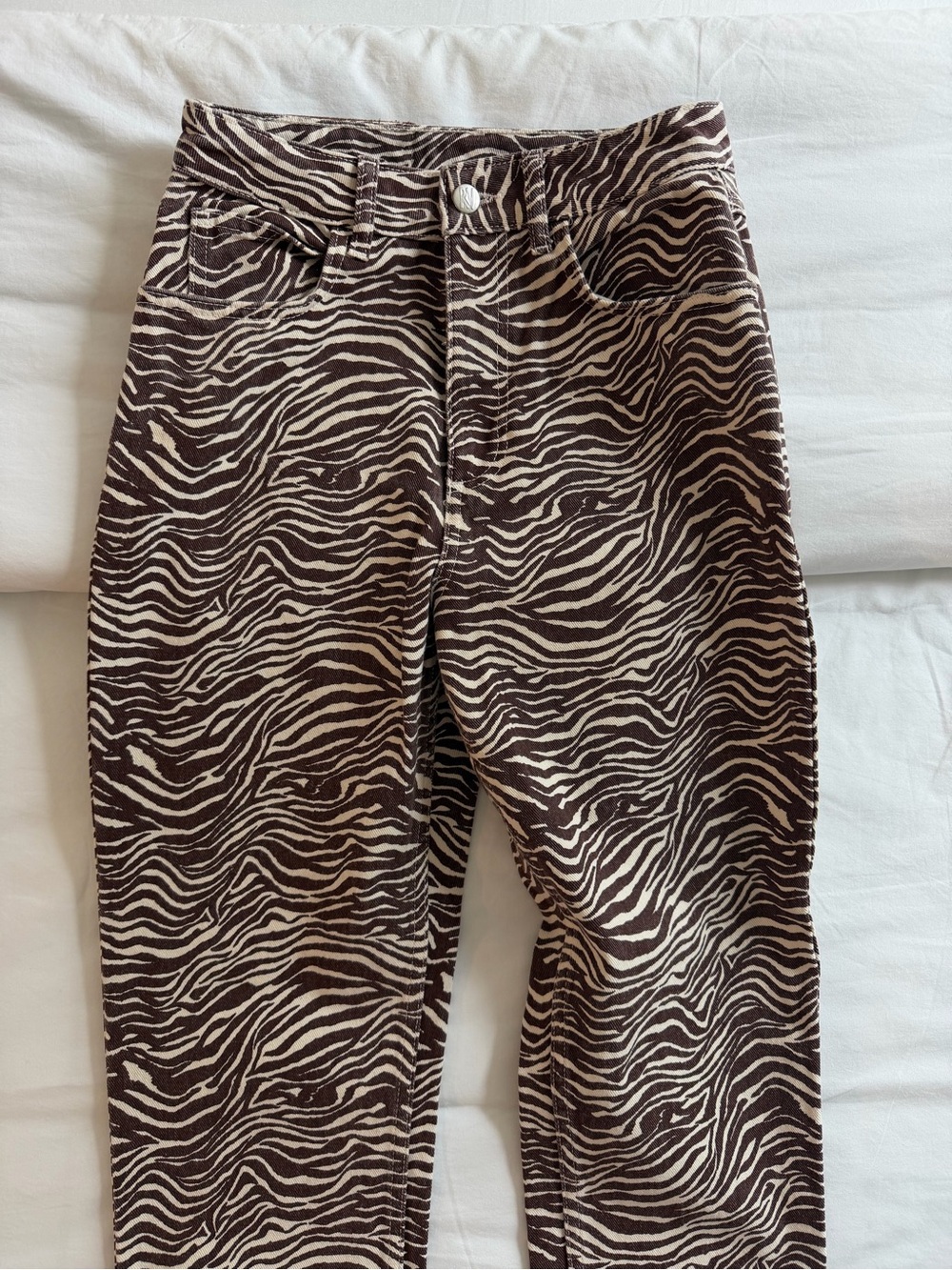 Zebra-Print Brown Cream Pants